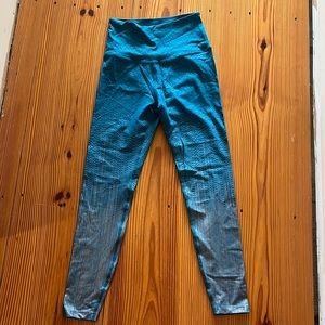 Medium turquoise and silver yoga pants